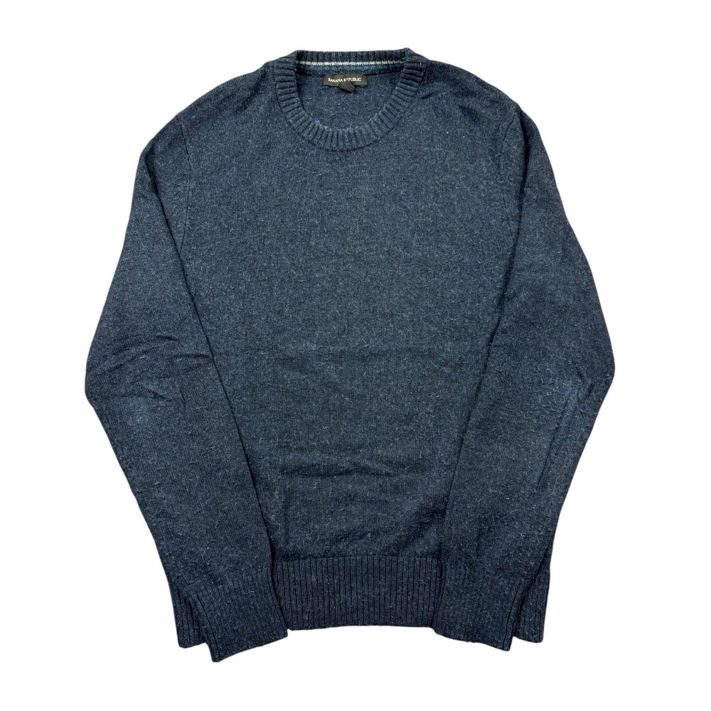 J Crew Sweater Men's Medium Blue Wool Blend Knit Crewneck Preppy‎